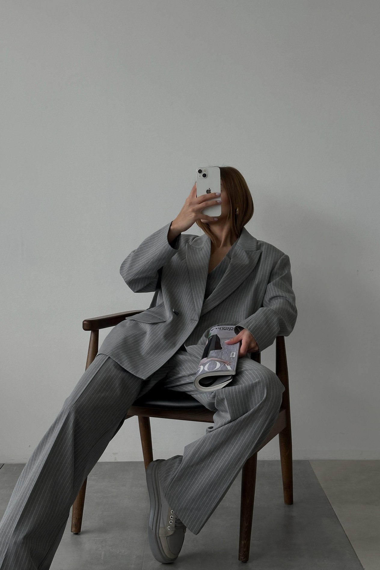 Çizgili İki Düğme Blazer Ceket DL60713