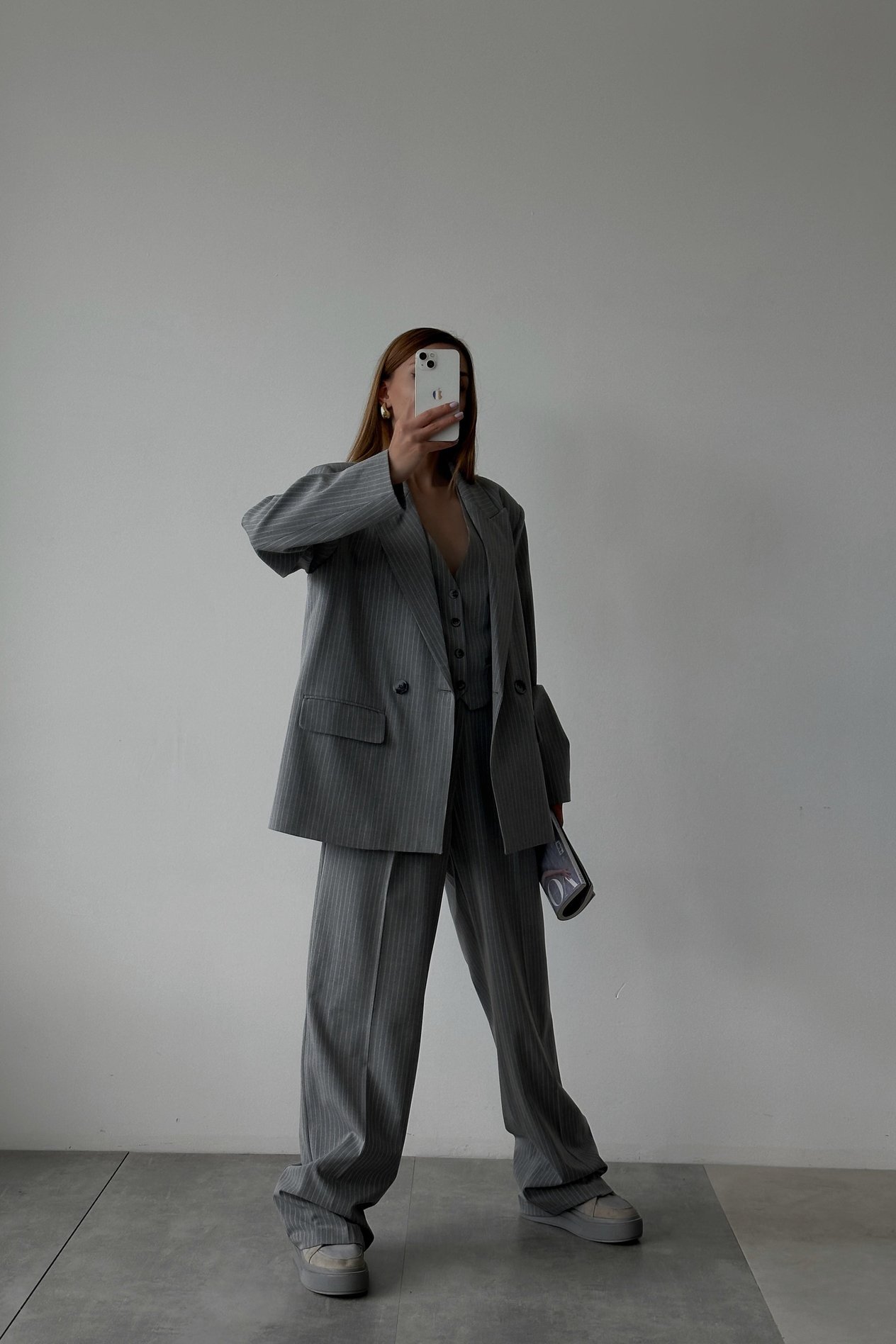 Çizgili İki Düğme Blazer Ceket DL60713