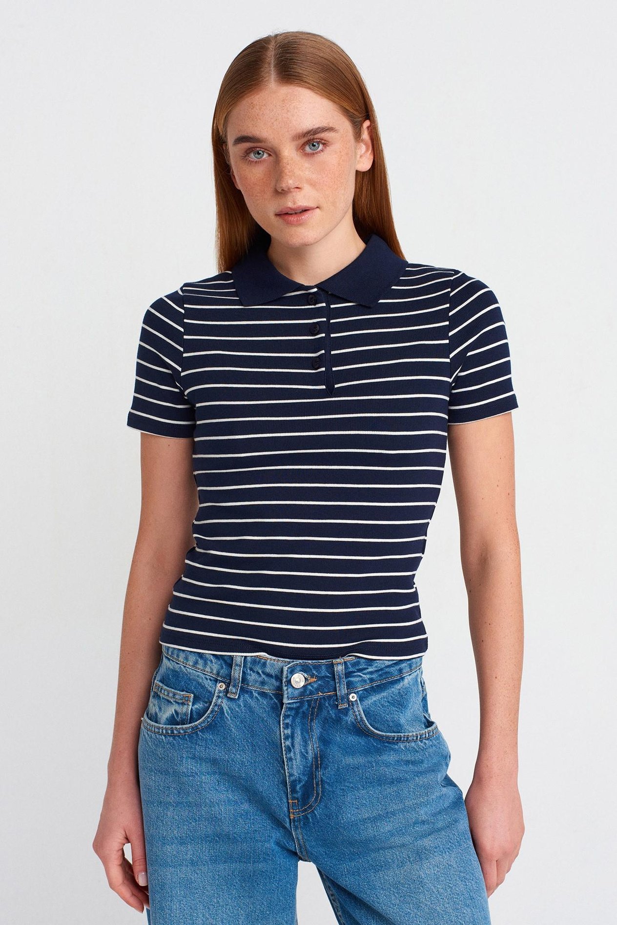 Çizgili Polo Yaka T-shirt DL31464