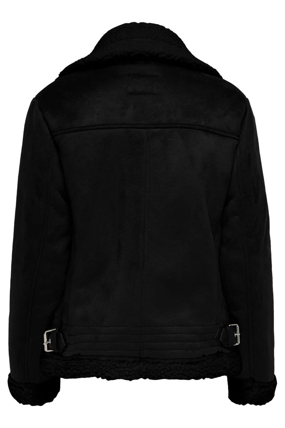 İçi Kürklü Yakası Deri Kemerli Cepli Biker Mont ONL15304775