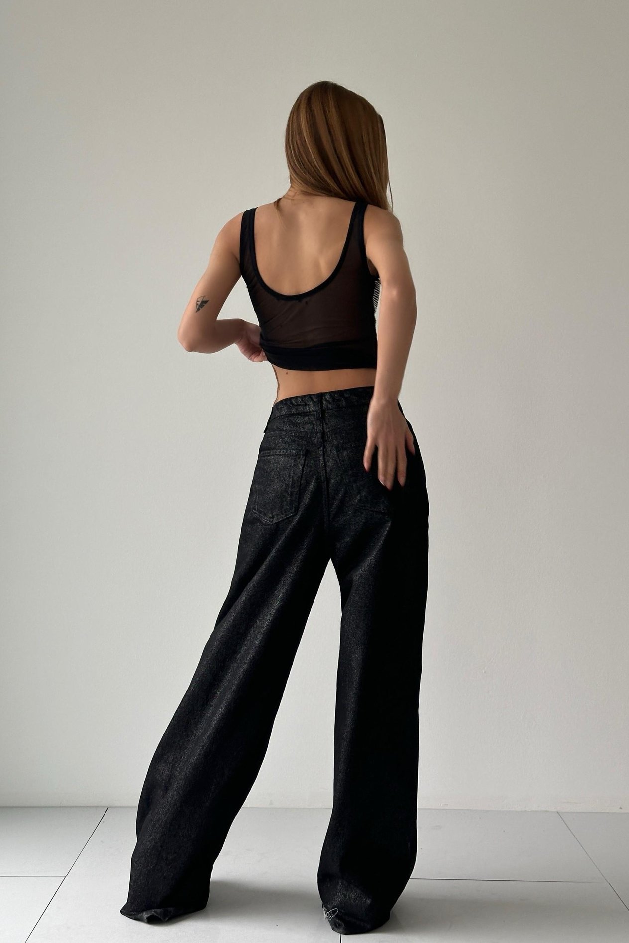 Kendinden Simli Extra Wide Leg Jean LC3305