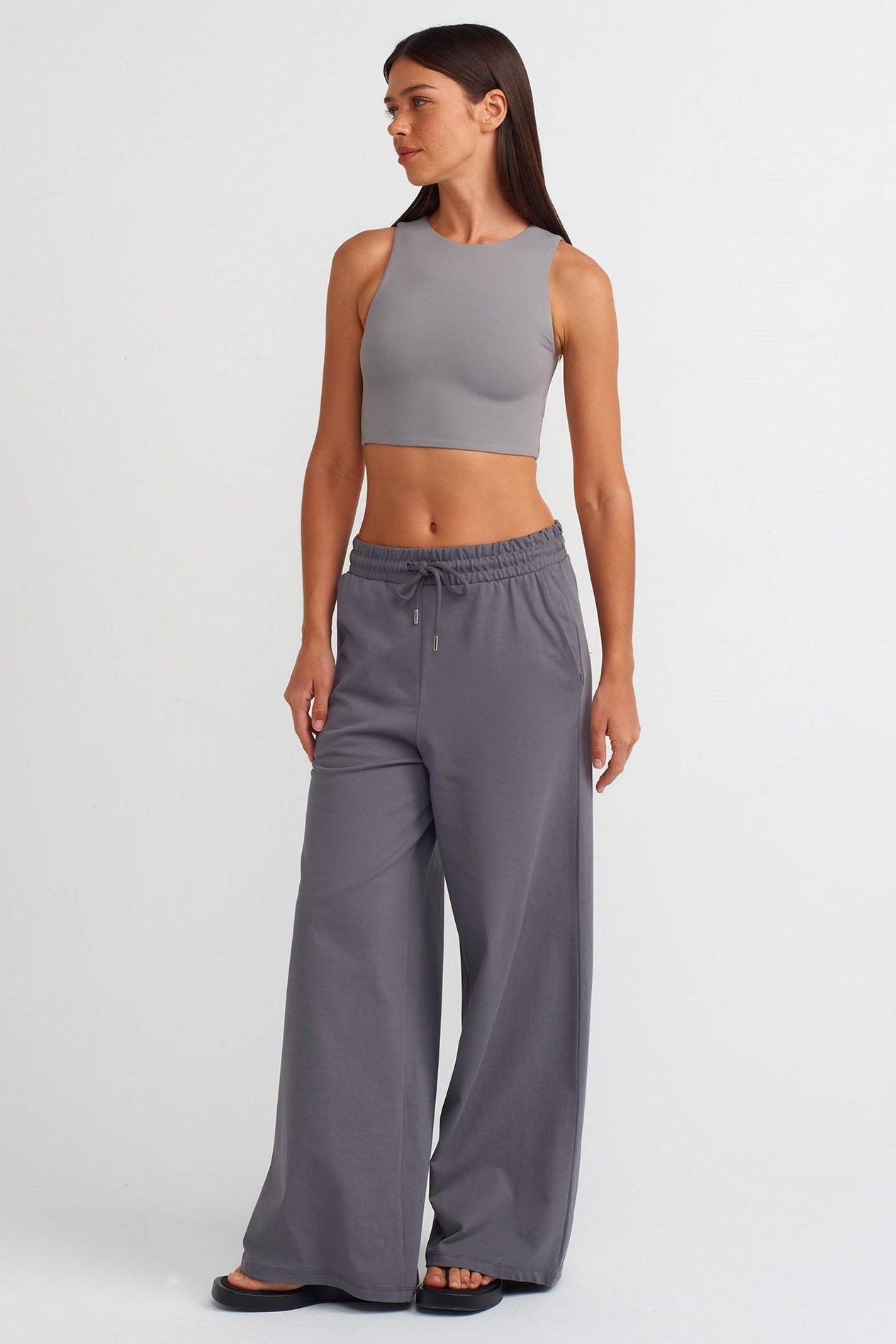 Poliamid Bisiklet Yaka Crop Top DL20902