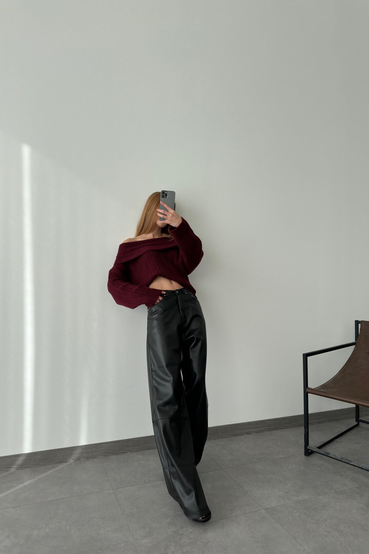 Suni Deri Ekstra Wide Leg Pantolon LC3261