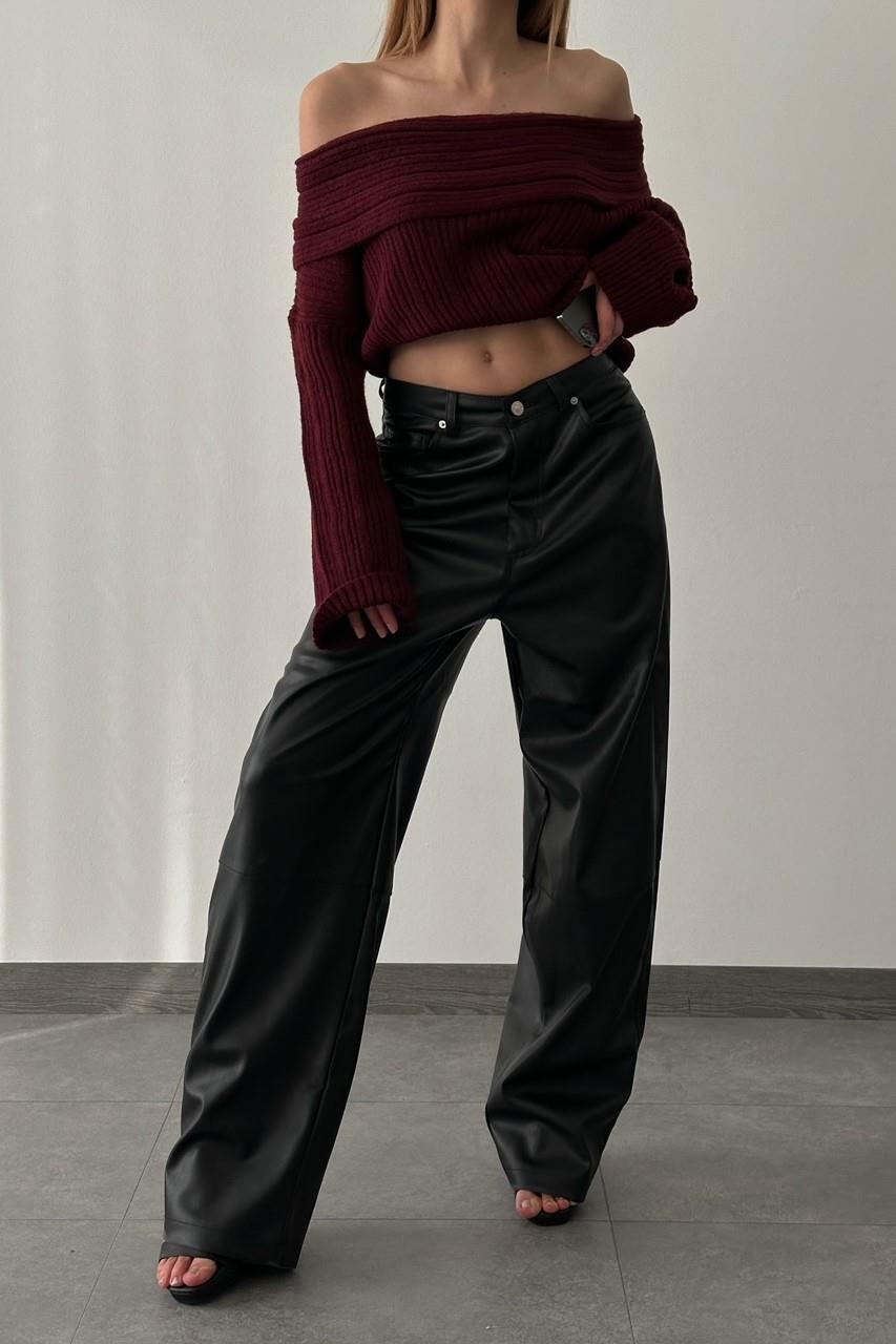 Suni Deri Ekstra Wide Leg Pantolon LC3261