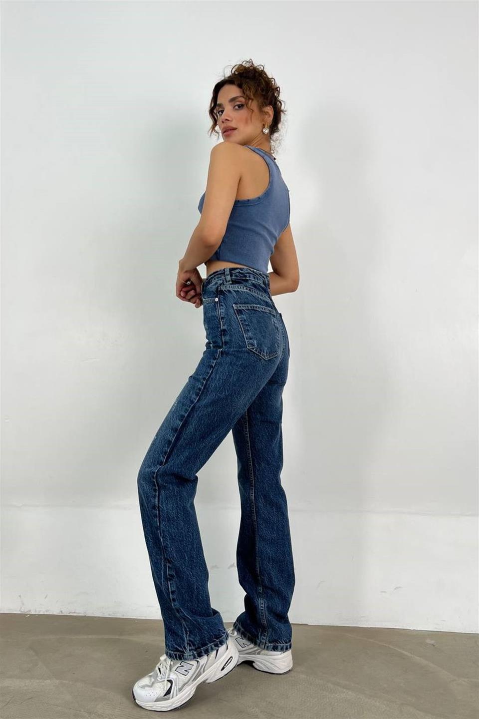 Verev Düğmeli Straight Jean LC2984