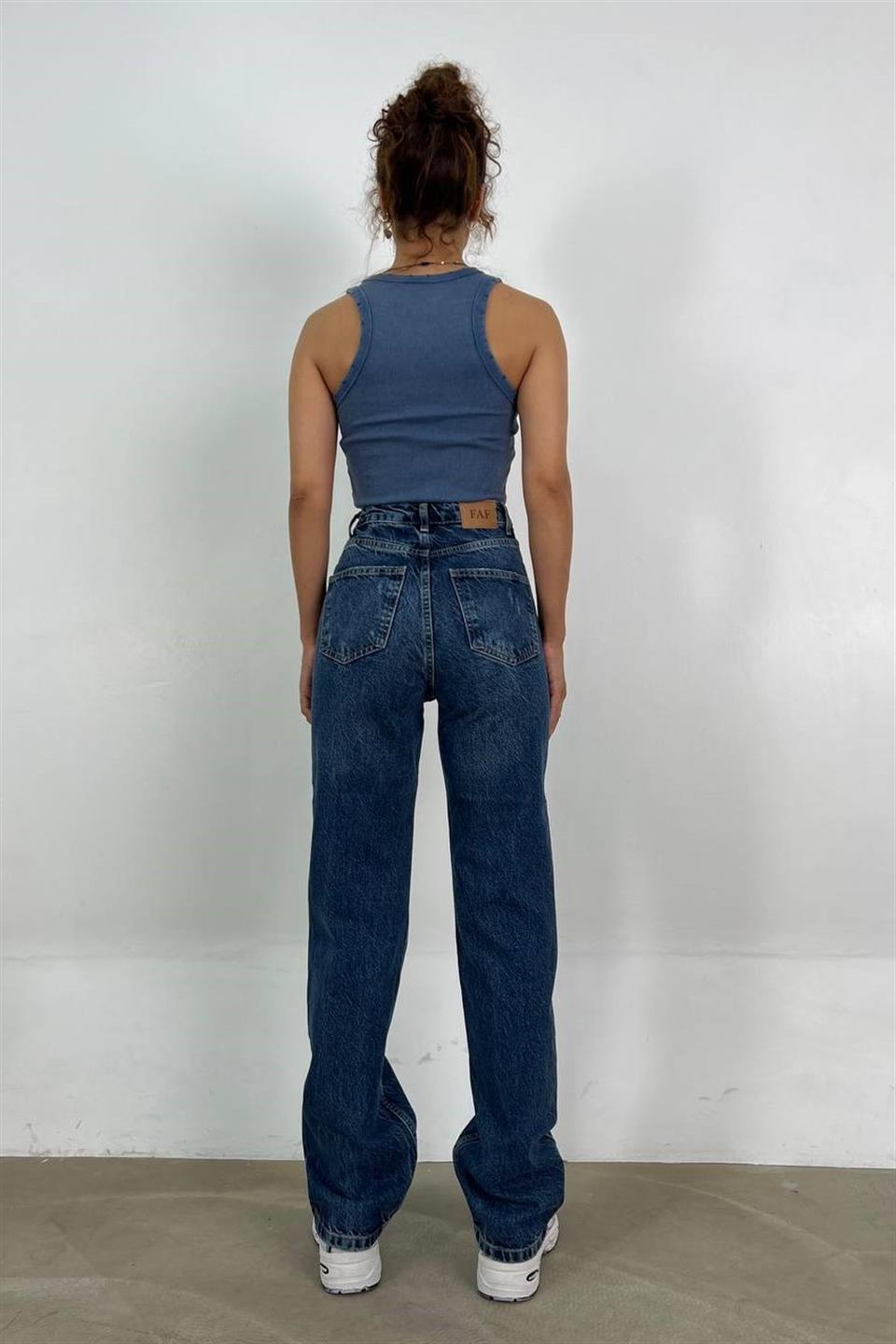Verev Düğmeli Straight Jean LC2984