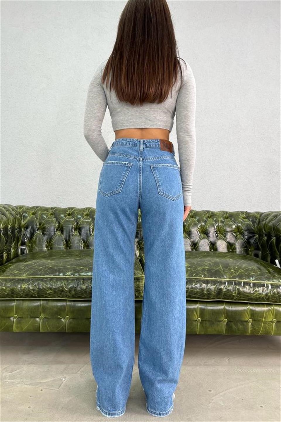 Yüksek Bel Straight Paçası Kesik Jean LC2860-01