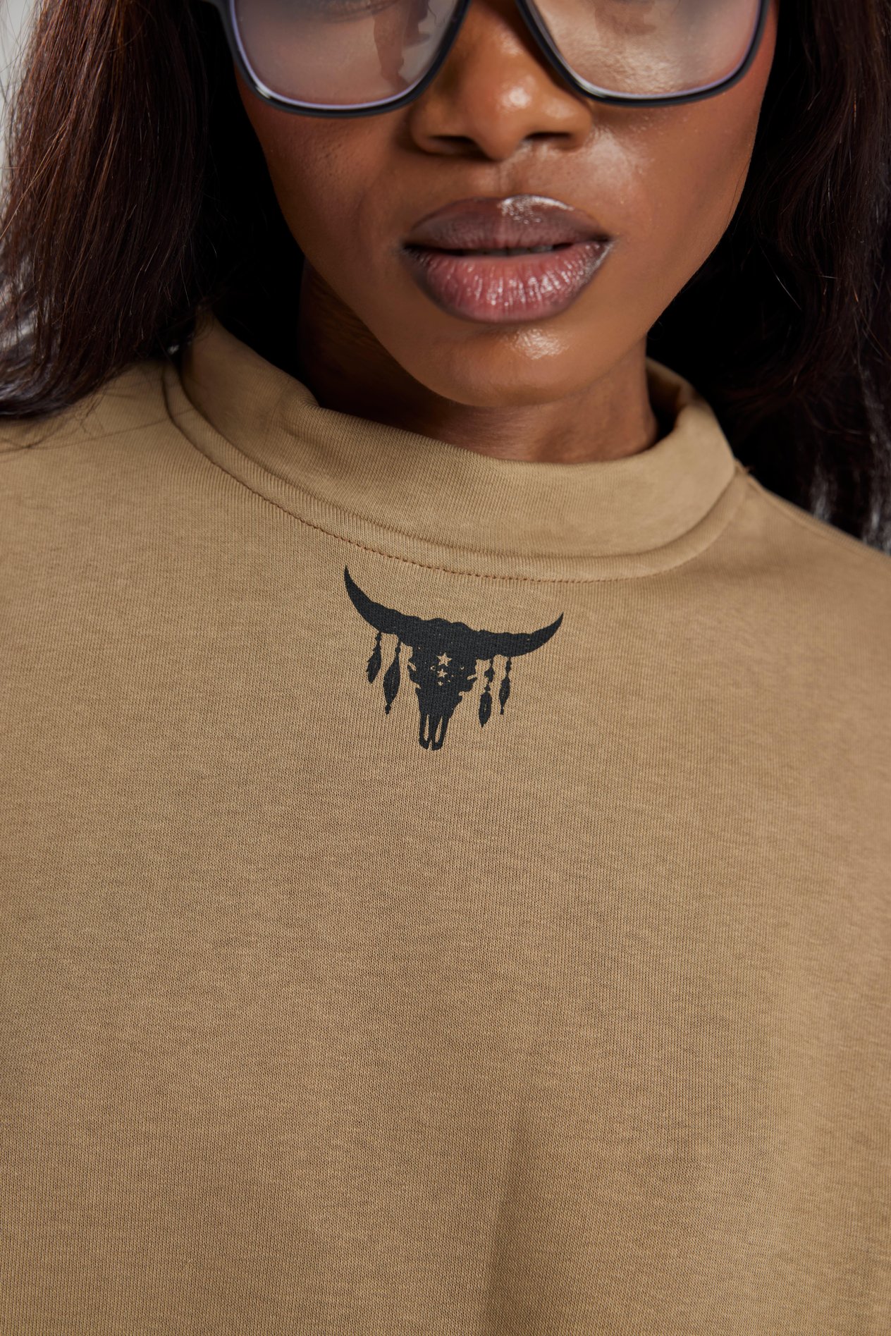 Alejandro Sütlü Kahve Crop Sweatshirt