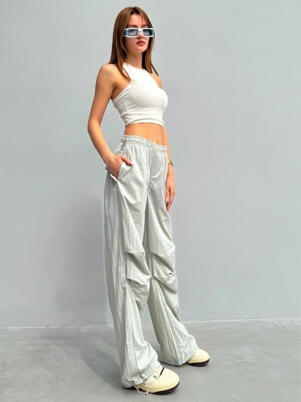 Pranga Kadın Taş Rengi Paraşüt Pantolon - PNT.KD.0862
