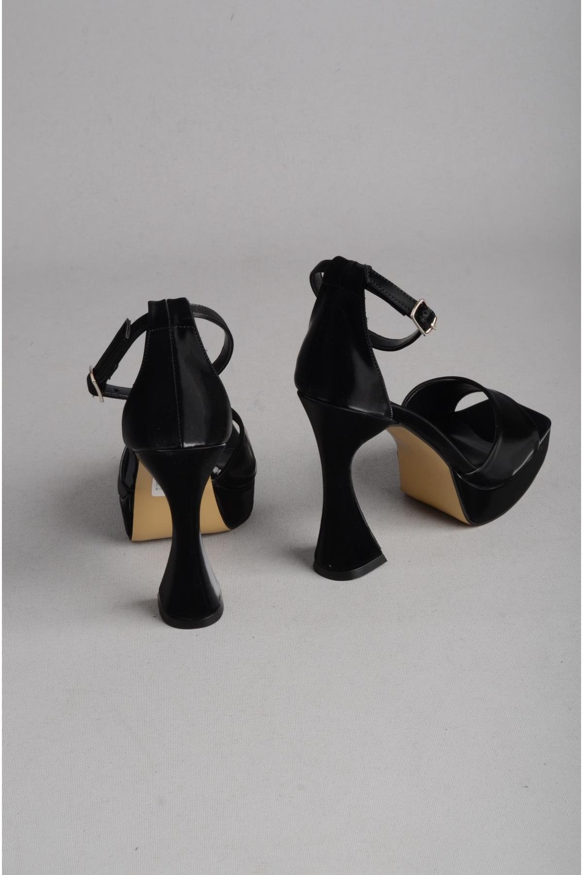 SEÇ 8188 PLATFORM ABİYE AYAKKABI (Topuk:12cm Platform:2,5cm) SİYAH
