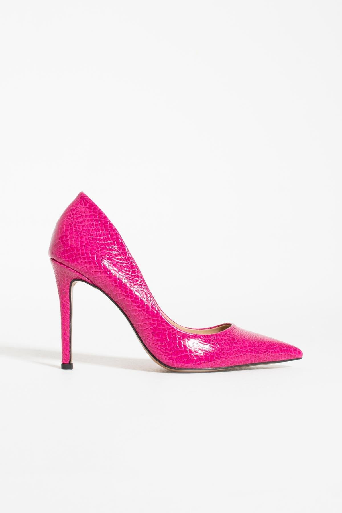 Limar Desenli Pembe Rugan Topuklu Kadin Stiletto