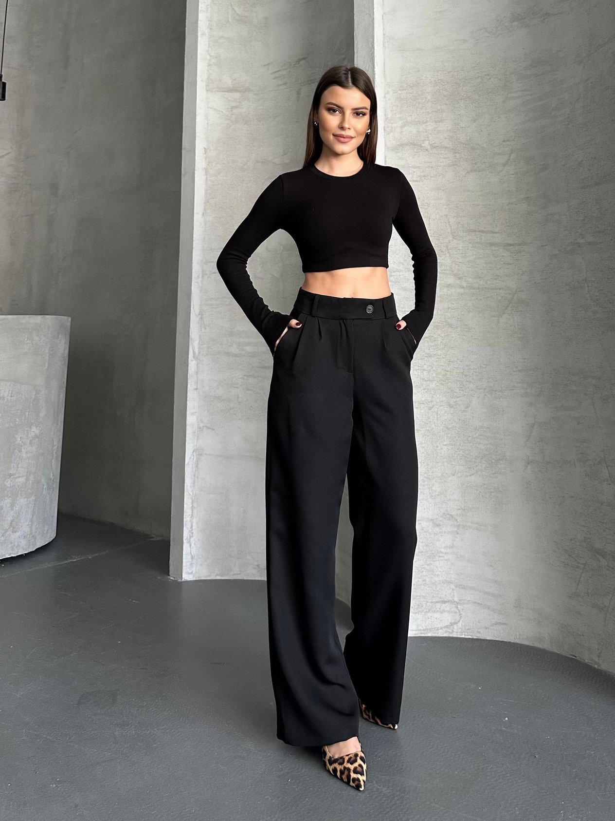 Look Siyah Palazzo Pantolon