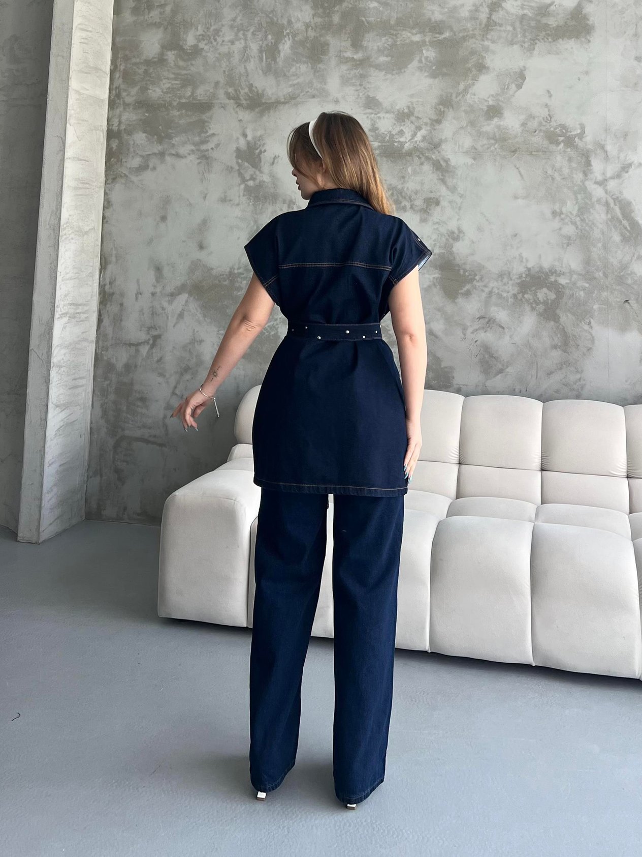 Taşlı Denim İkili Takım