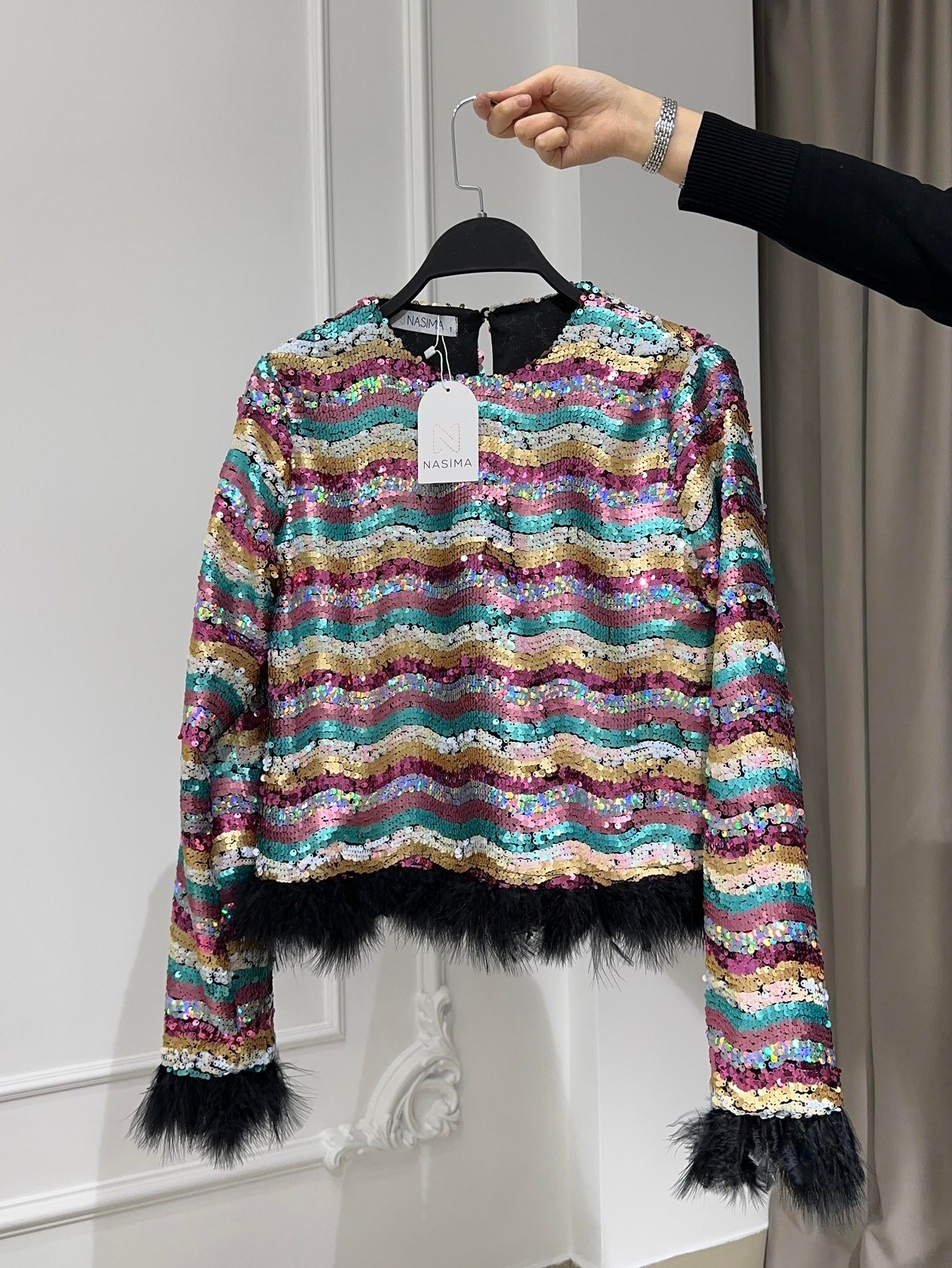 Payet Bluz Rainbow{NASİMA}{TUNİK}Payetli BluzBluz&Body