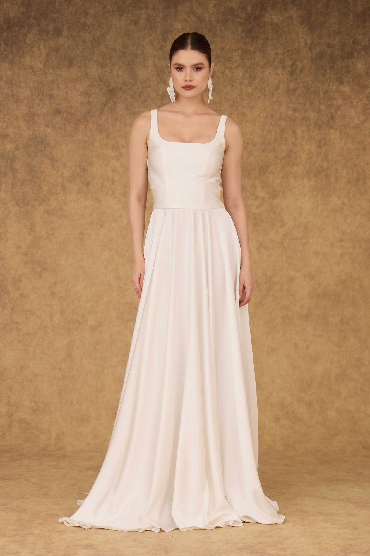 58506-2CARMENCarmen Beyaz Kare Yaka Saten Nikah Elbisesi