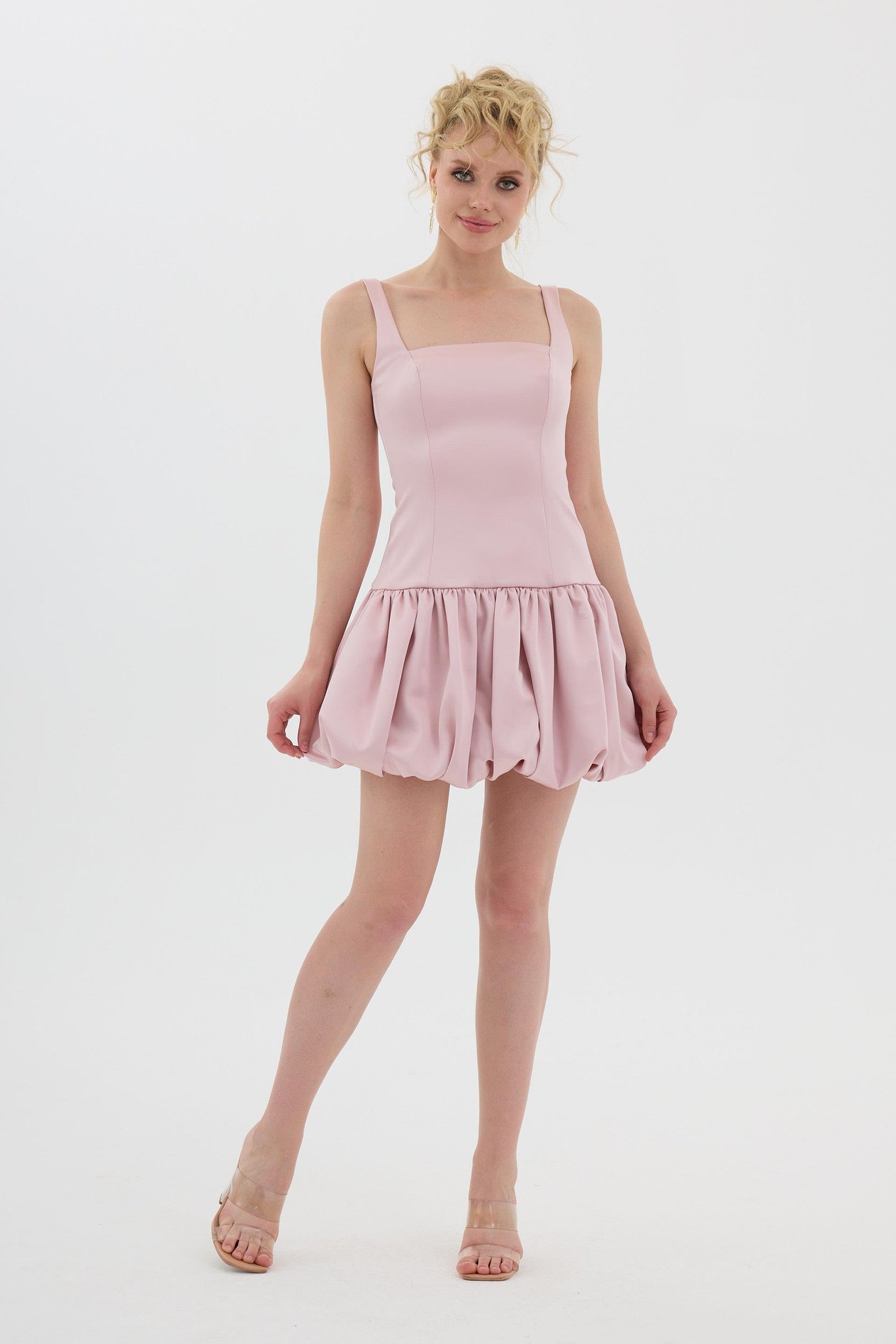 58514-23CARMENCarmen Pudra Balon Etek Saten Abiye Elbise