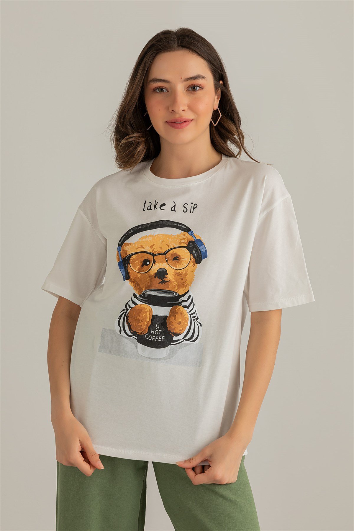 Baskılı Basic T-shirt - BEYAZ