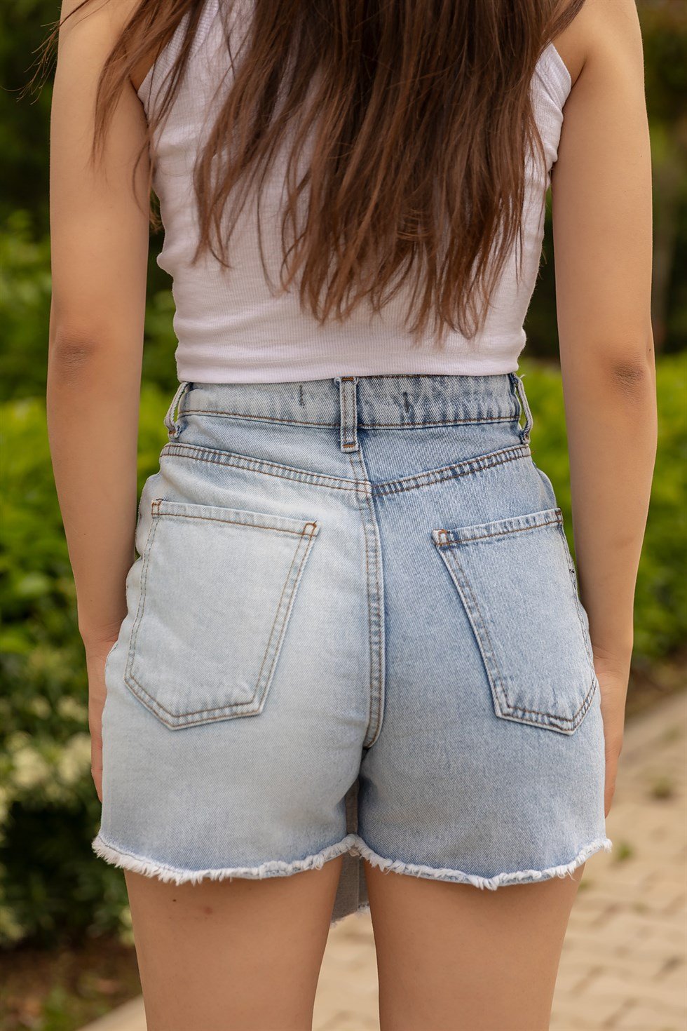 Denim Şort Etek - BUZ MAVİ