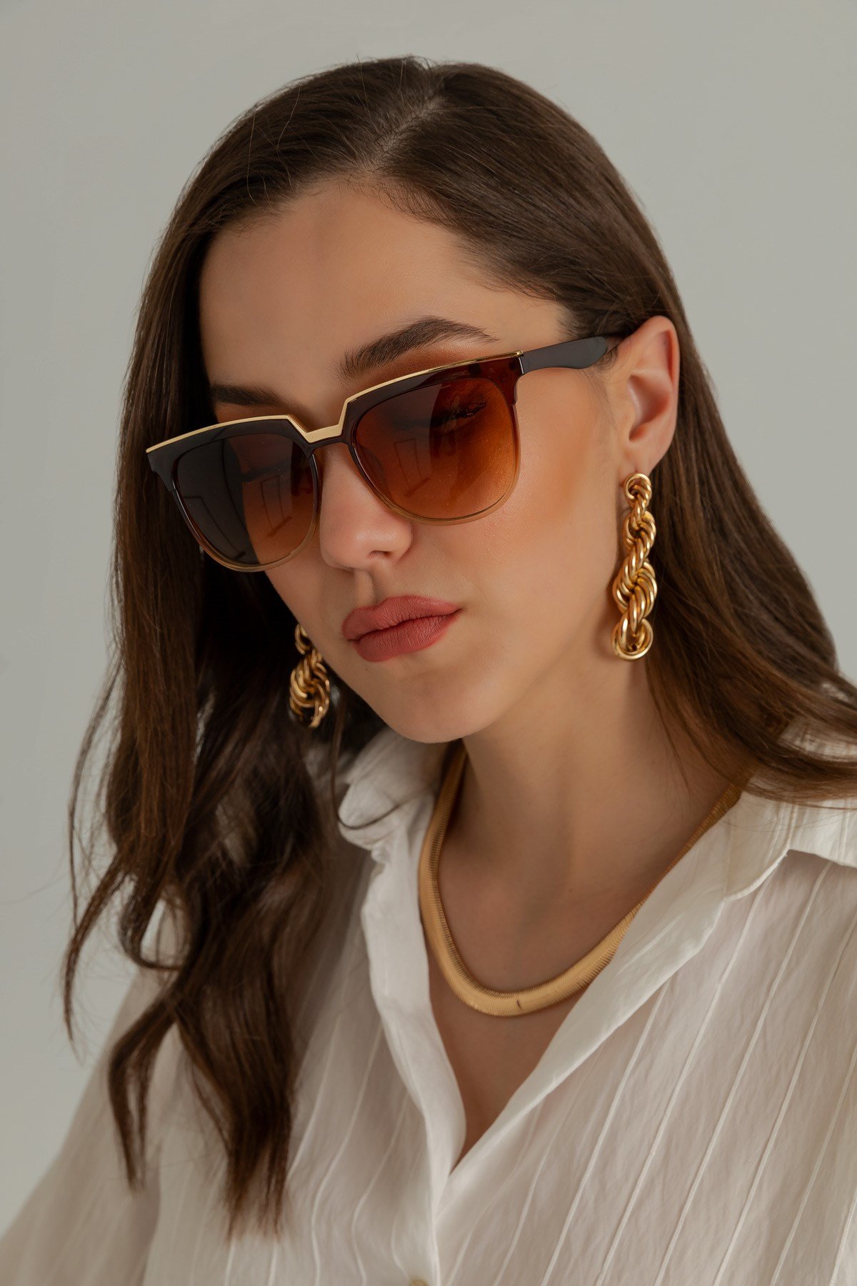 Marron Lunettes de Soleil