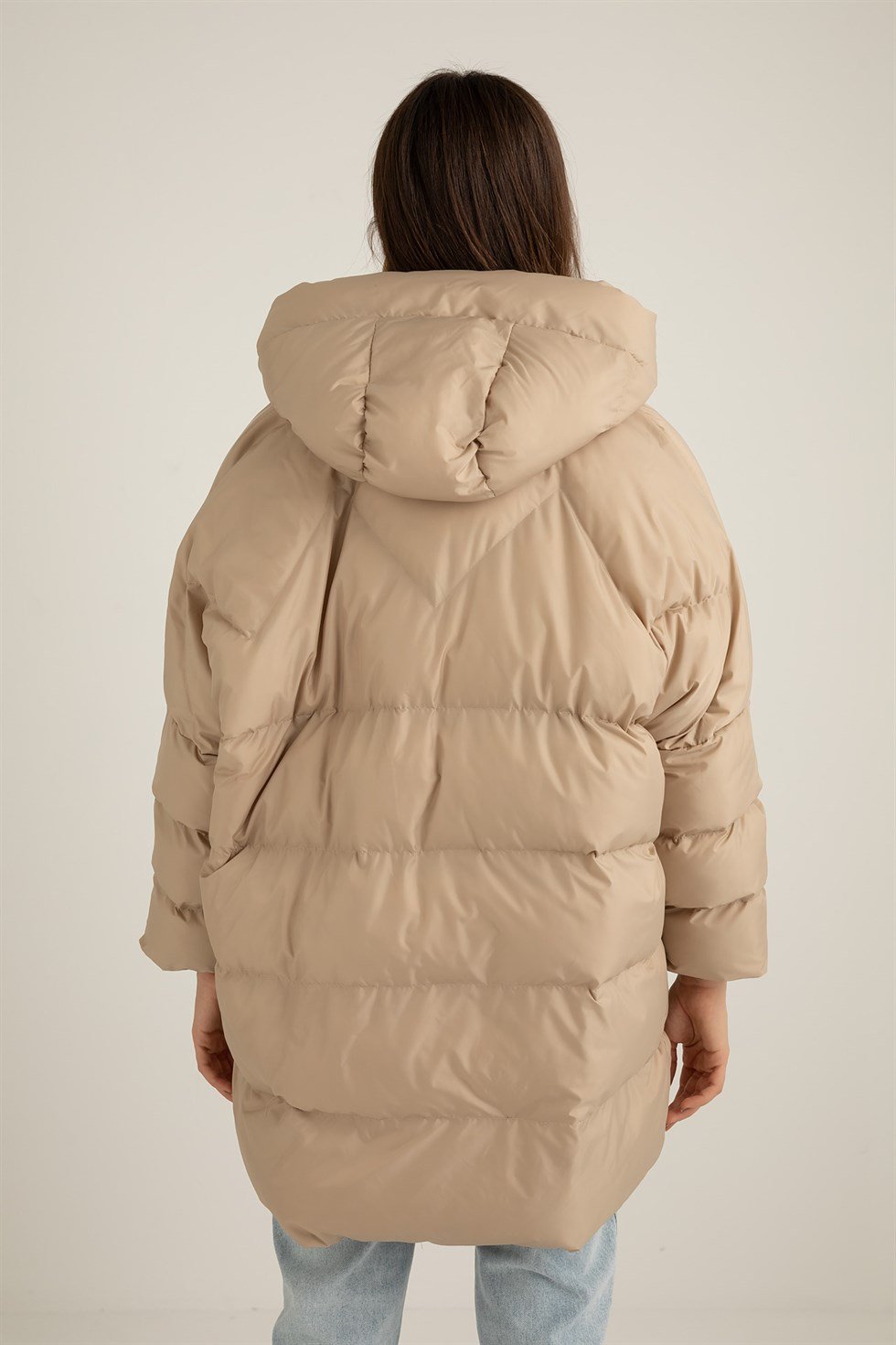 Oversize Şişme Mont - BEJ