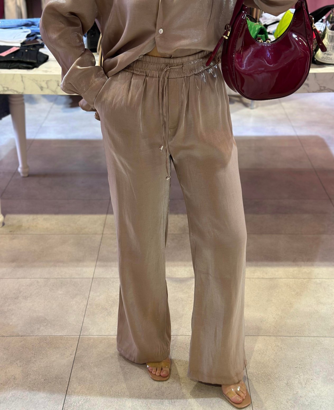 BRONZ KETEN KUMAŞ PANTOLON