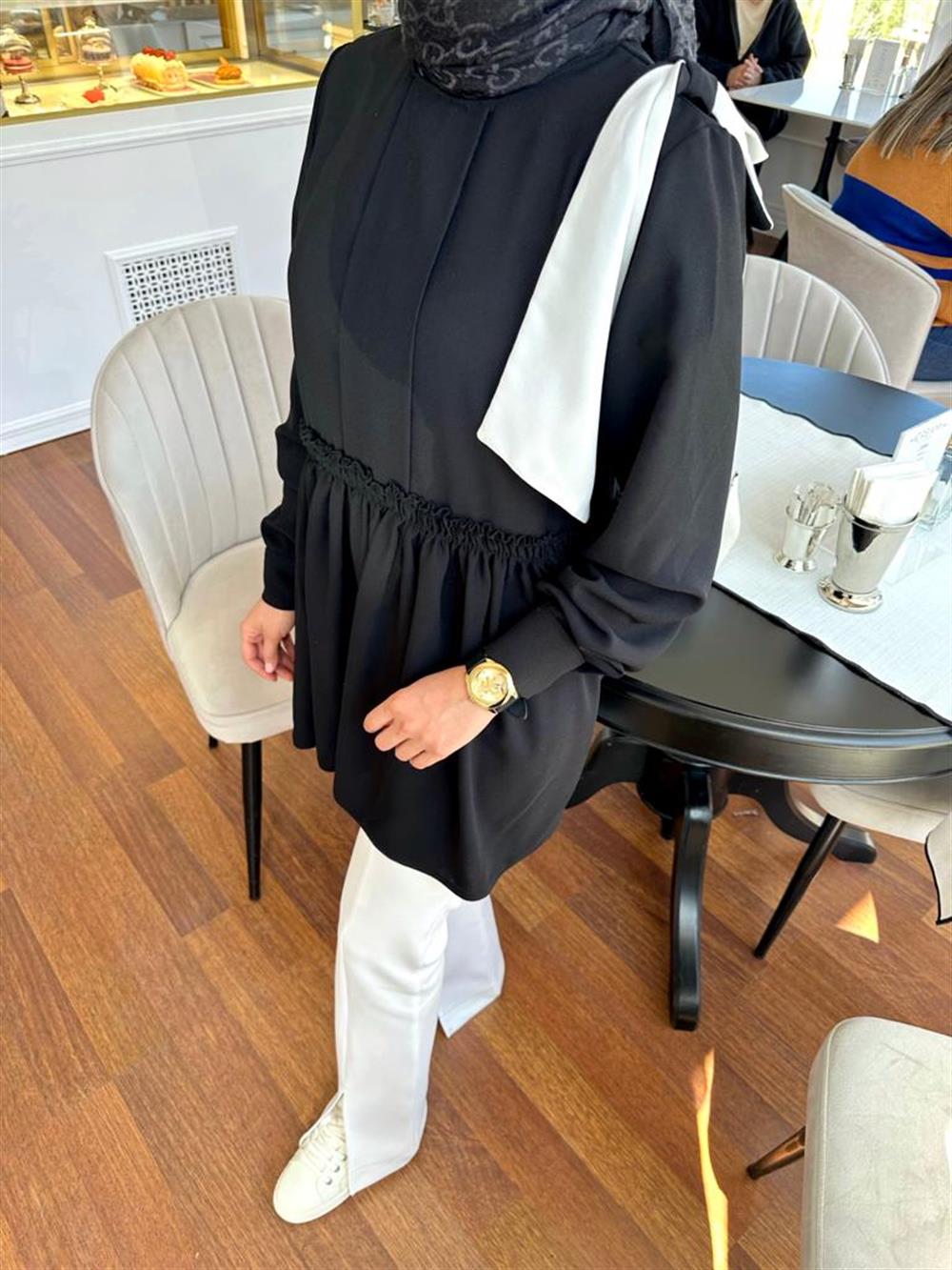 NOIRRE DESİGNGömlekBüzgülü Detaylı Tunik (siyah)