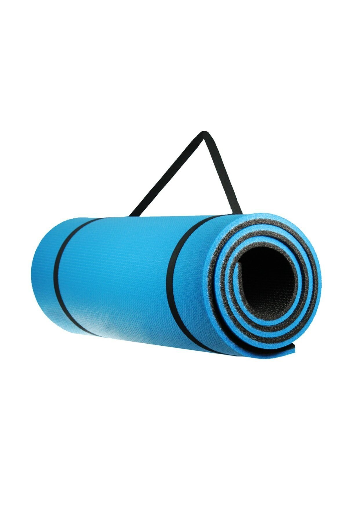 16 MM Pİlates Yoga Kamp Matı Taşıma Askılı Mavi Siyah