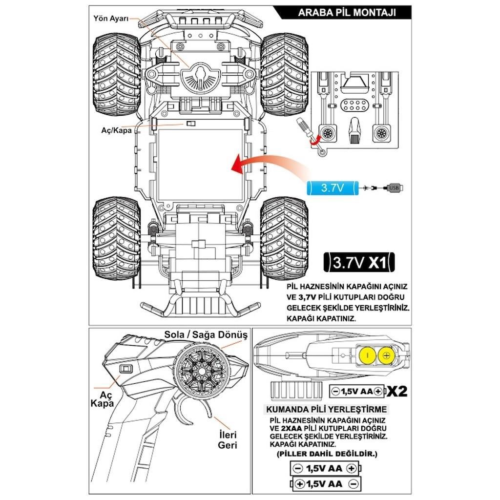 Uzaktan Kumandalı Full Fonksiyon 1:14 Şarjlı 2.4G Off-Road Araba Yeşil