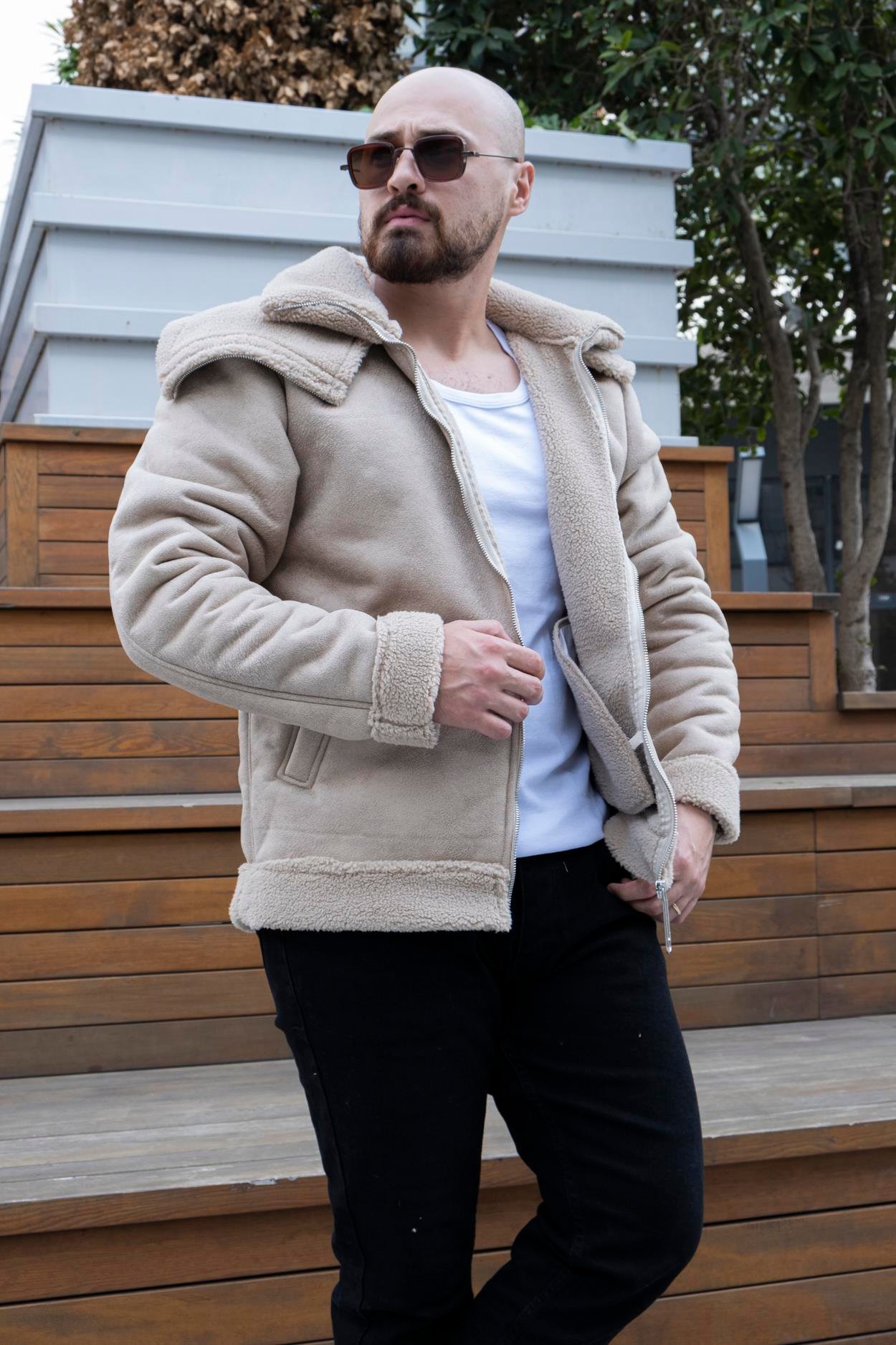 Çift Yaka İçi Kürklü Nubuk Mont (MTKR09)