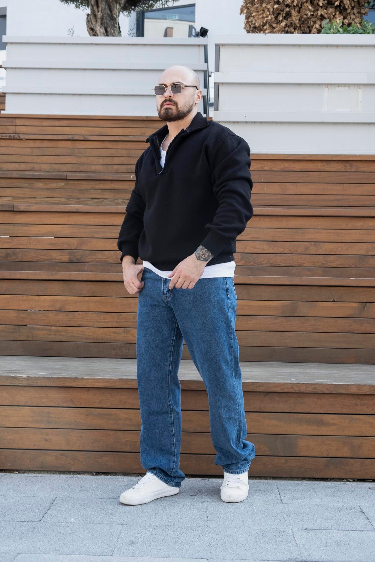 Fermuarlı Oversize Şardonlu Sweatshirt (SVTS21)