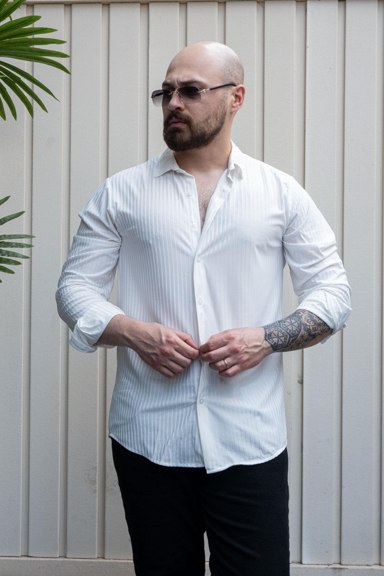 Kendinden Desenli Slim Fit Gömlek (GMB29)