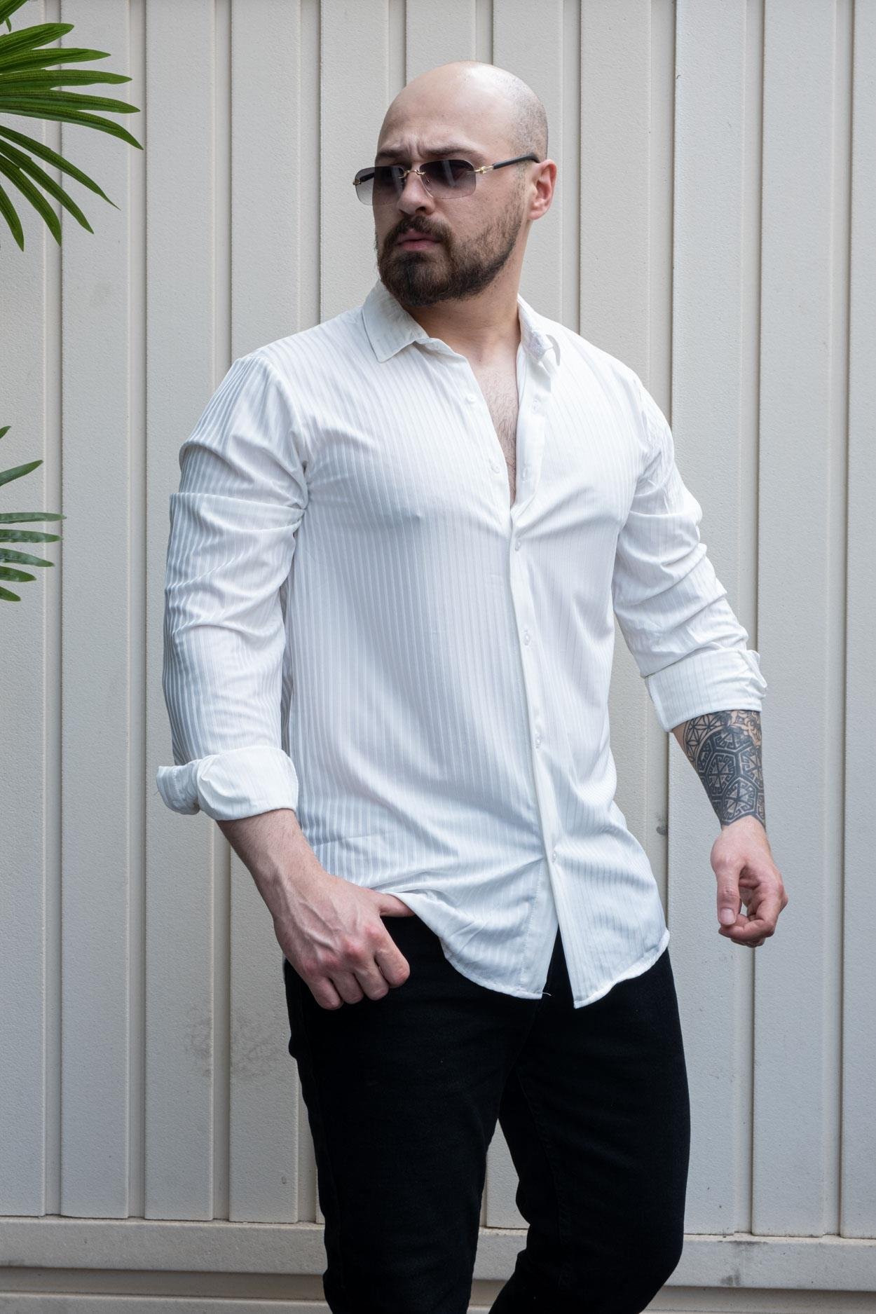Kendinden Desenli Slim Fit Gömlek (GMB29)