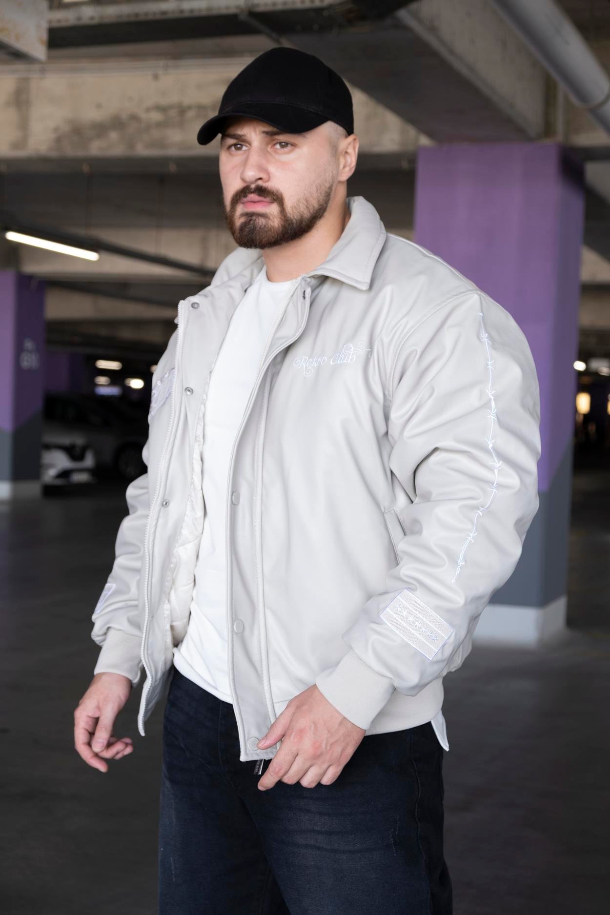 Nakış Detaylı Rahat Kalıp Deri Mont (MTK02)