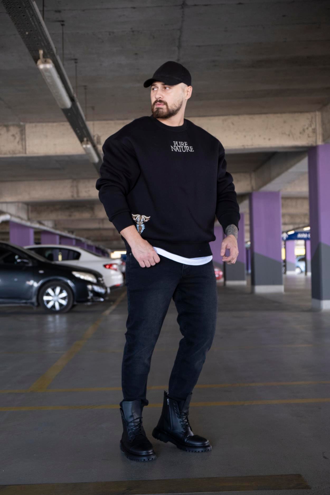 Oversize Baskılı Şardonlu Sweatshirt (SVTS15)