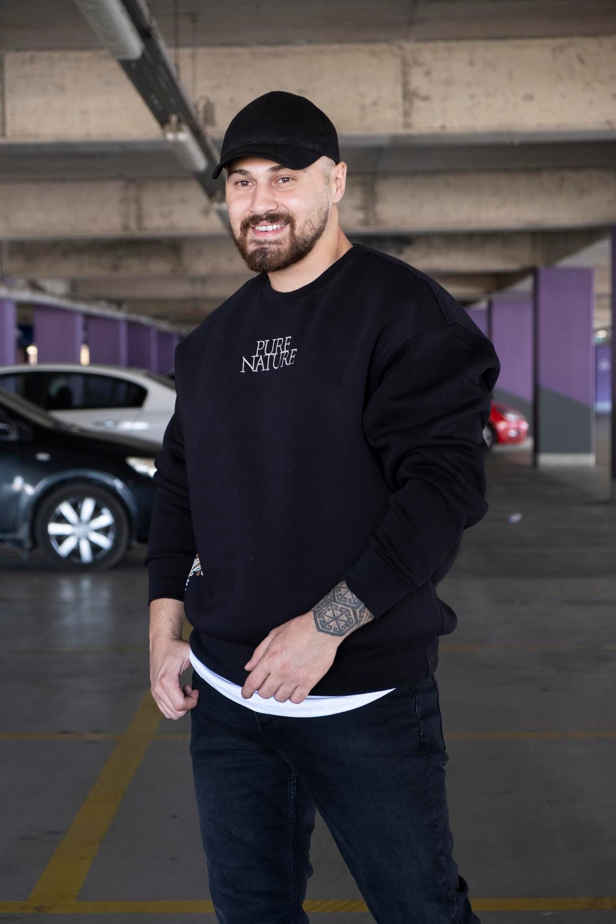 Oversize Baskılı Şardonlu Sweatshirt (SVTS15)