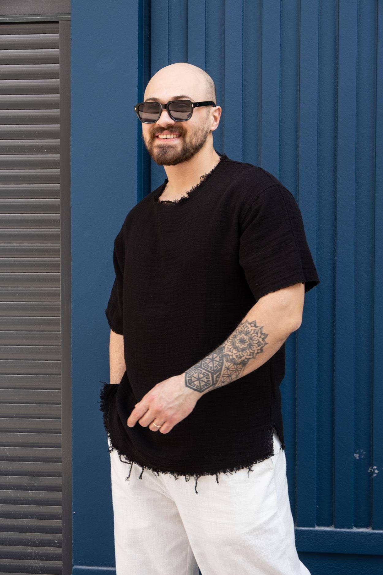 Pis Yaka Rahat Kalıp Keten T-Shirt (TSS11)