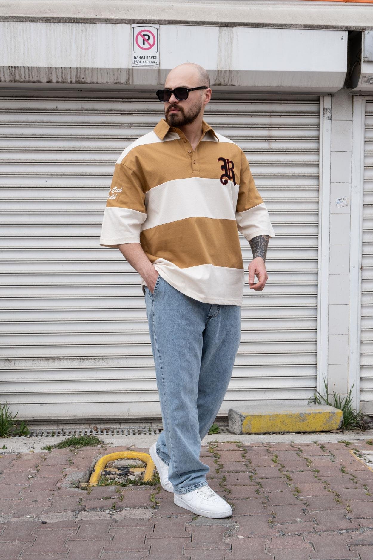 Polo Yaka Nakışlı Oversize T-Shirt (TSK10)