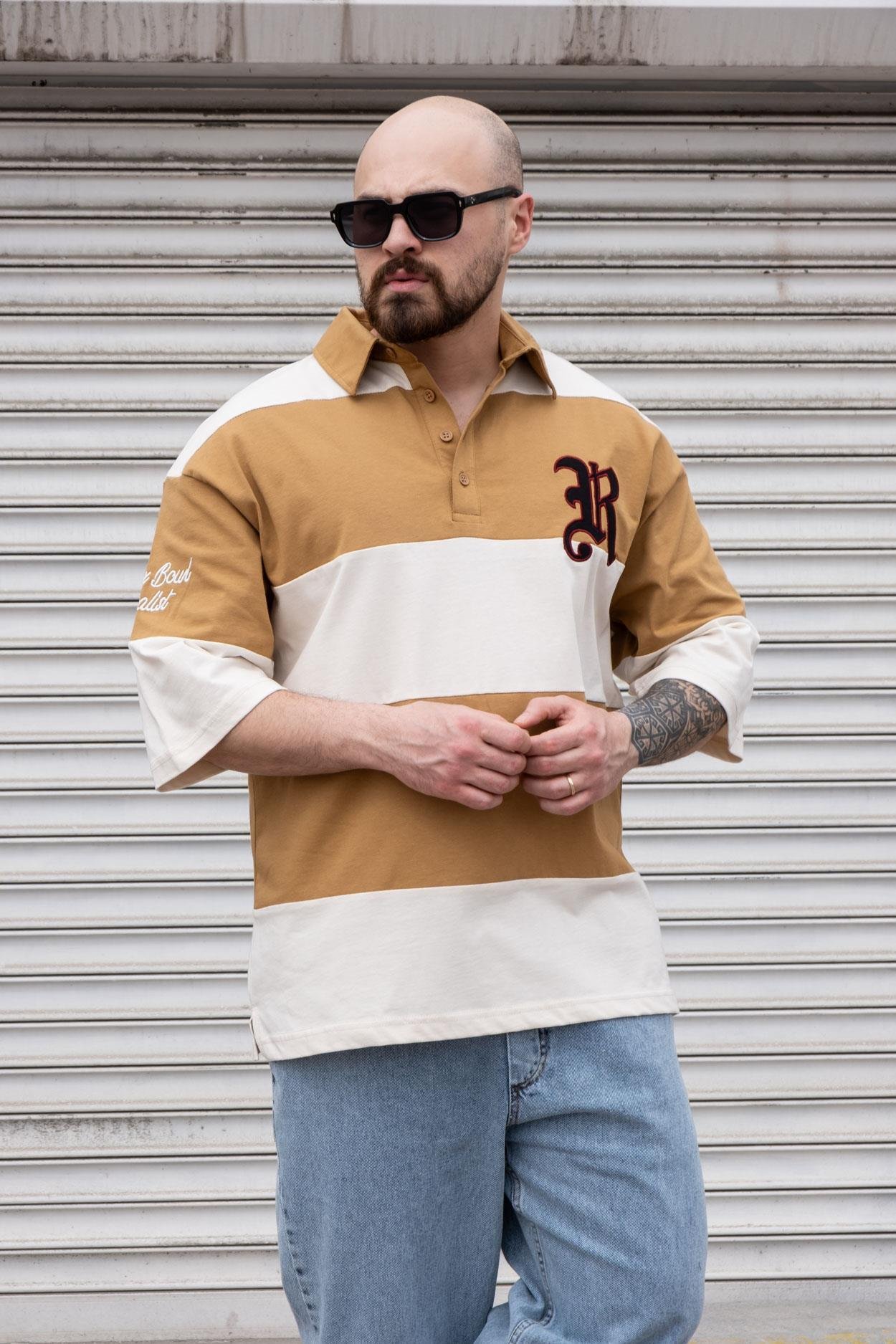 Polo Yaka Nakışlı Oversize T-Shirt (TSK10)