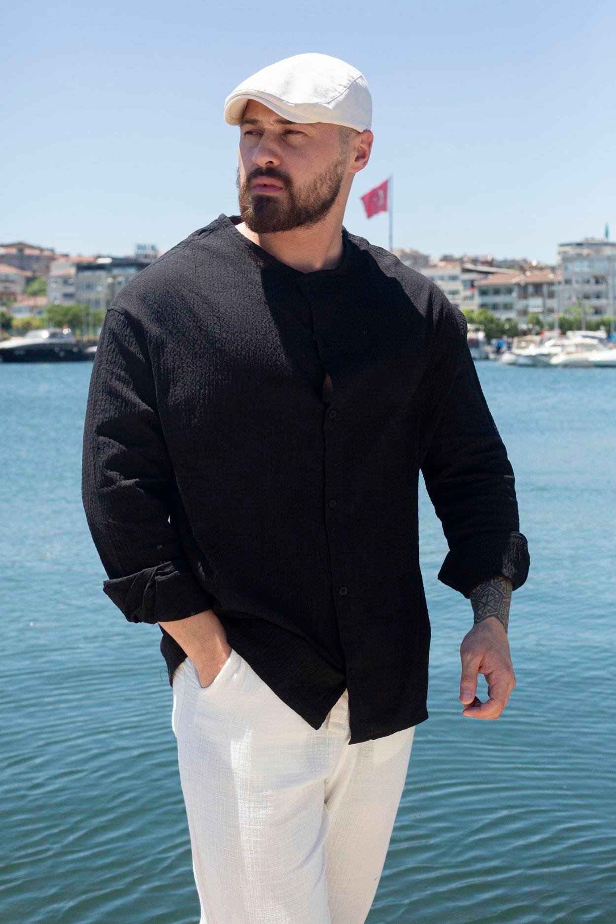 Rahat Kalıp Yakasız Gömlek (GMS63)