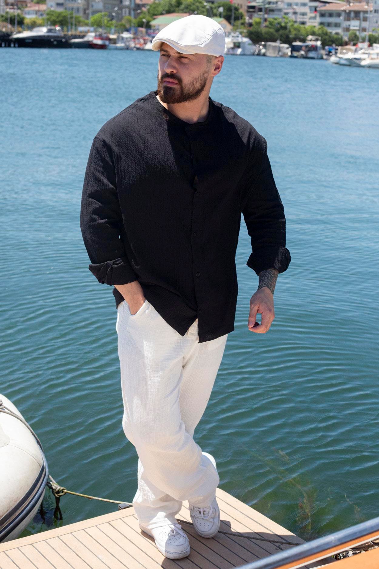 Rahat Kalıp Yakasız Gömlek (GMS63)