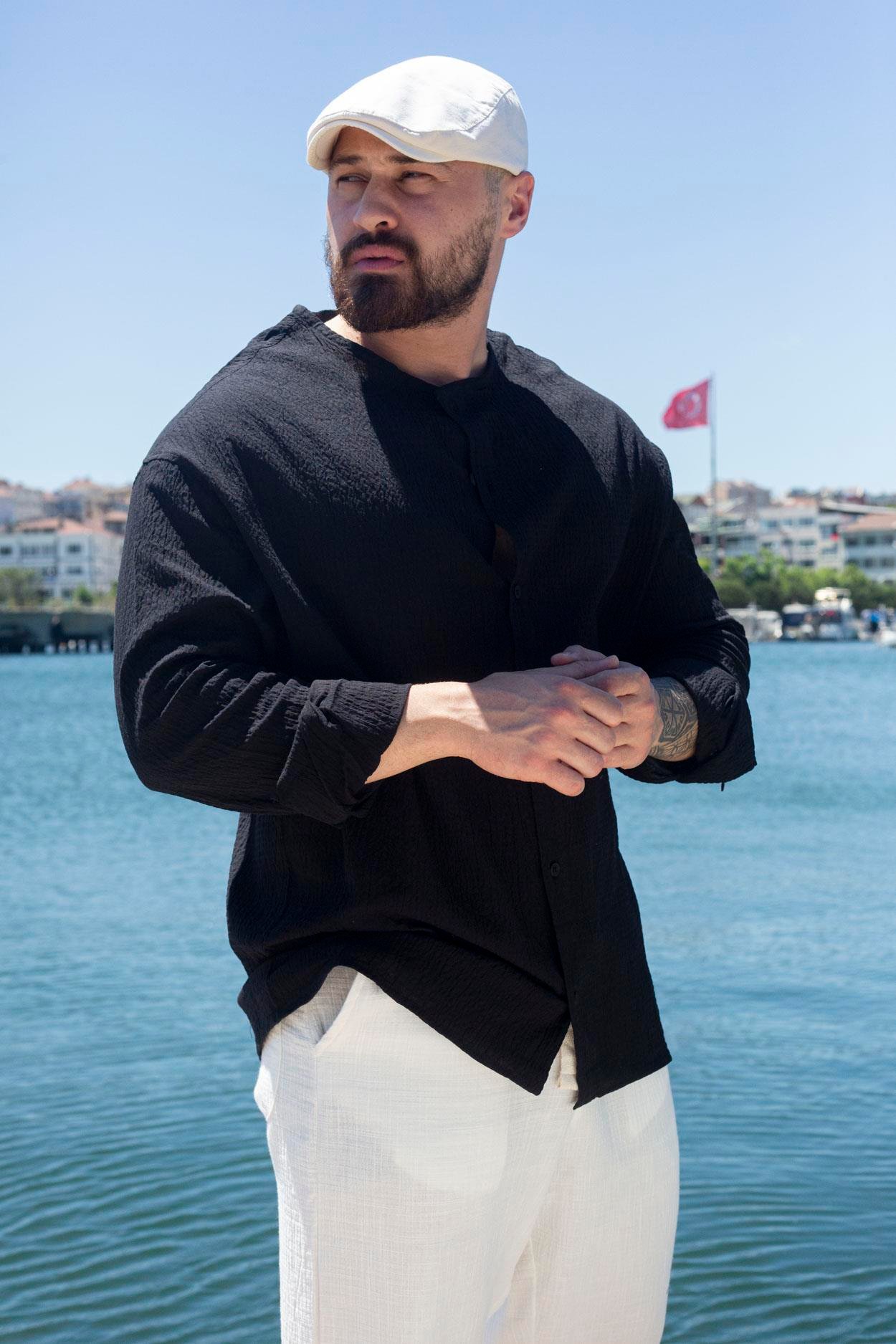 Rahat Kalıp Yakasız Gömlek (GMS63)