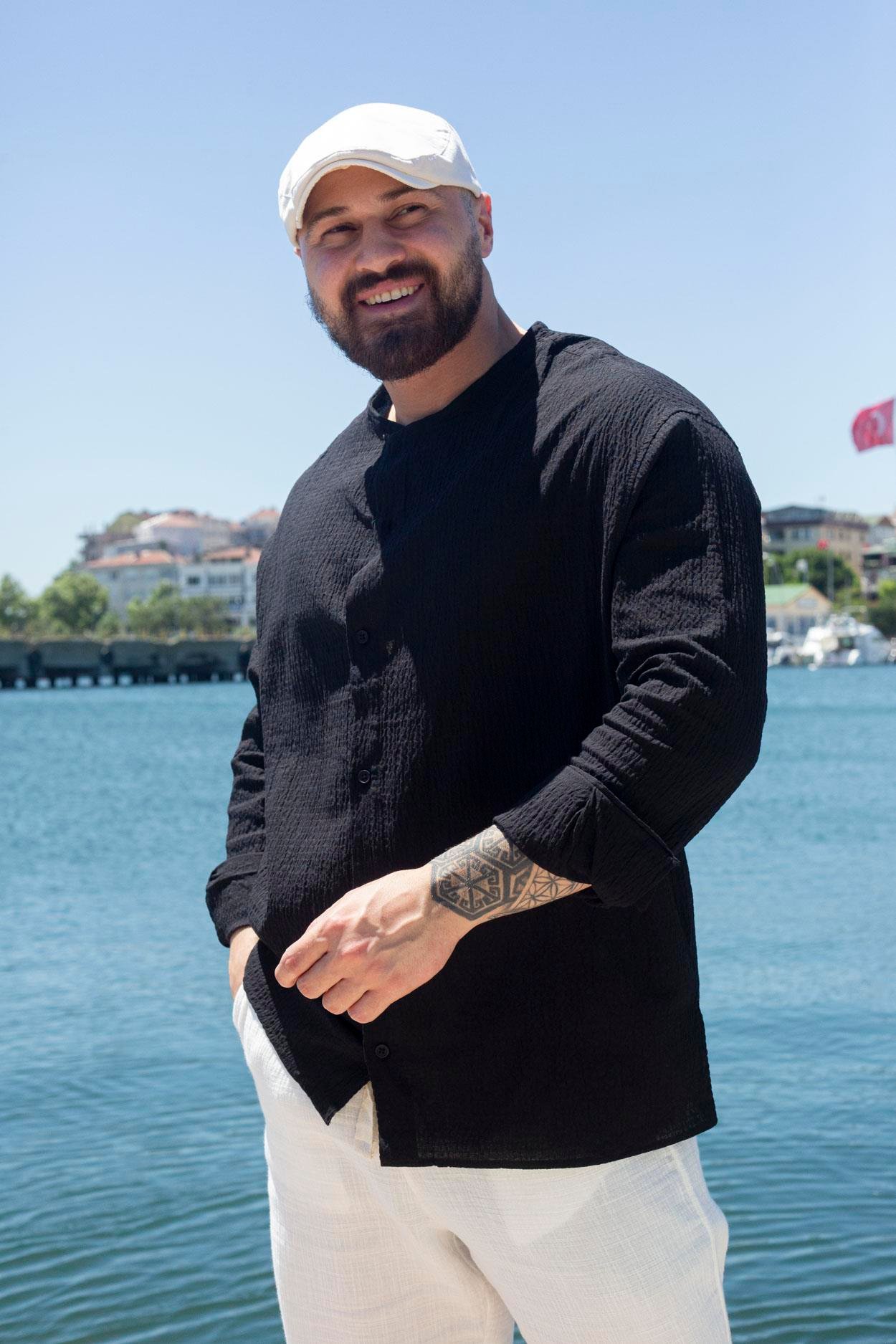 Rahat Kalıp Yakasız Gömlek (GMS63)