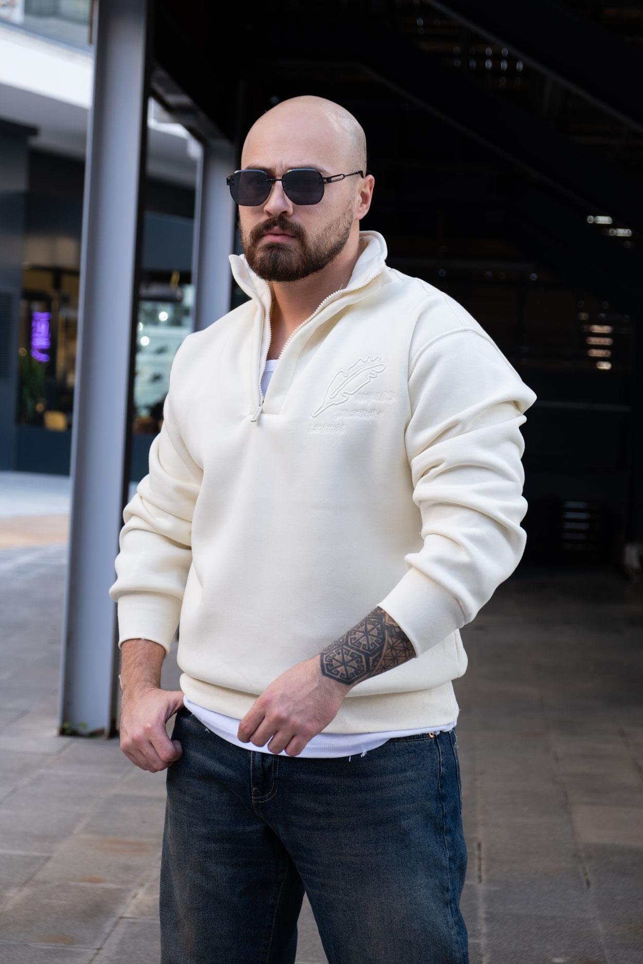 Yarım Fermuarlı Şardonlu Sweatshirt (SVTKR31)