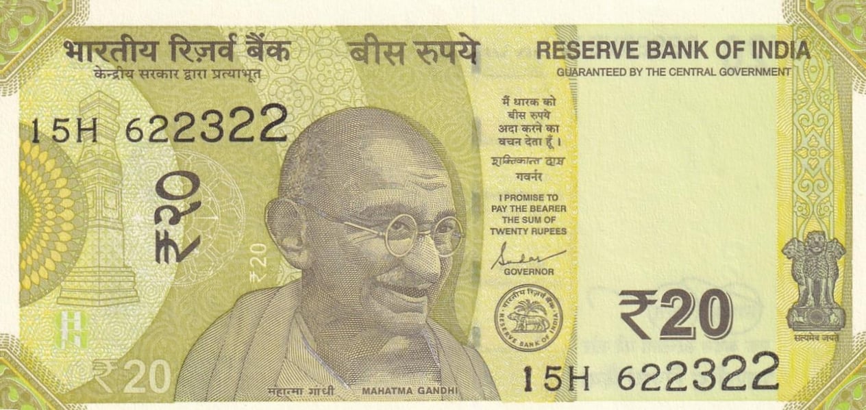Foreign State BanknotesHindistan, 20 Rupi (2020) ÇİL