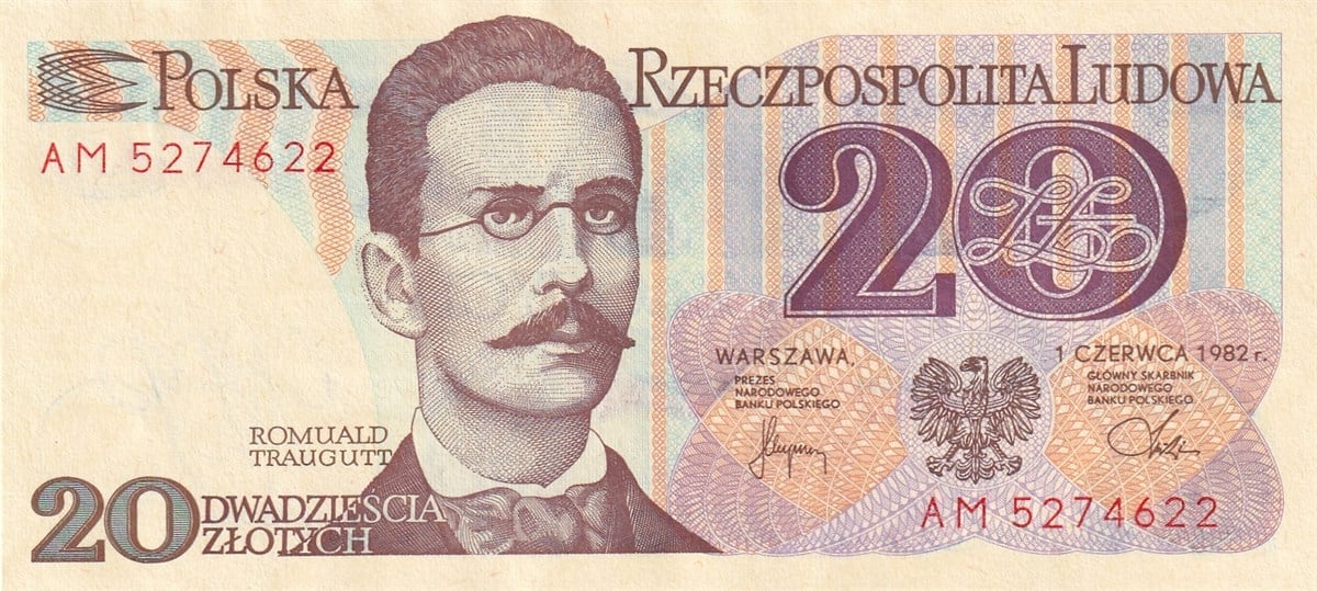 Foreign State BanknotesPolonya, 20 Zloti (1982) P#149b ÇİL Eski Yabancı Kağıt Para