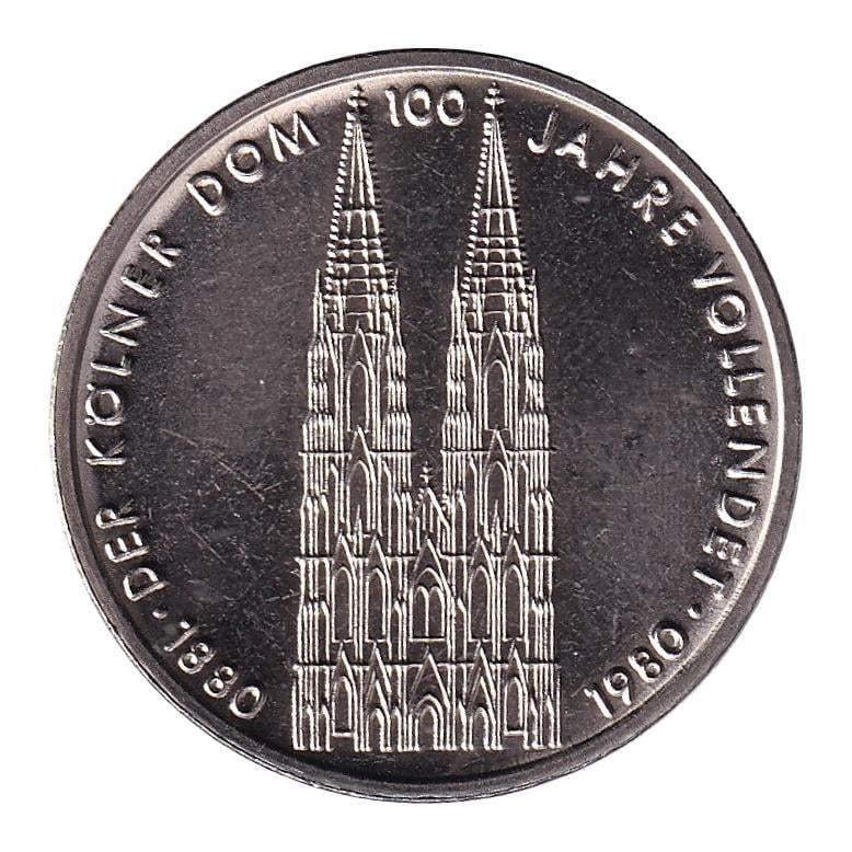 Yabancı Madeni Paralar Batı Almanya, 5 Mark 1980 (Köln Katedrali) Hatıra ÇİL Eski Yabancı Madeni Para