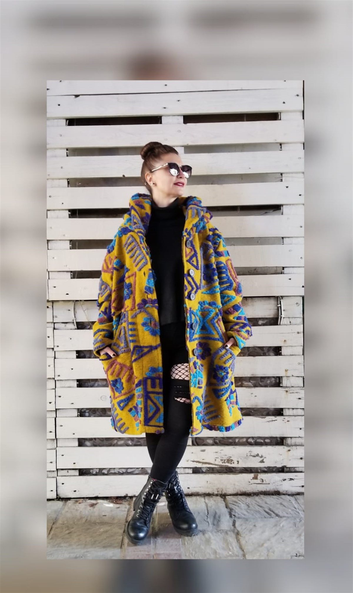  İtalyan Kece Kaban Sarı 