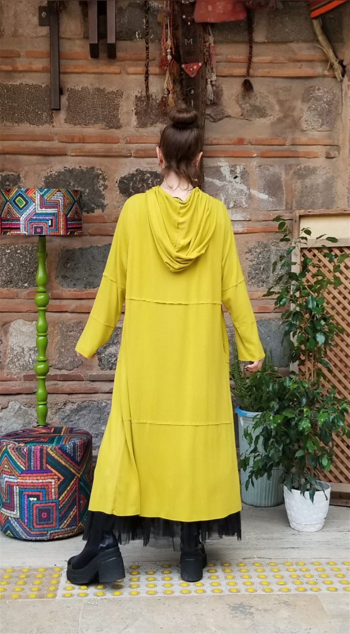 Asit Sarı Triko Kaftan