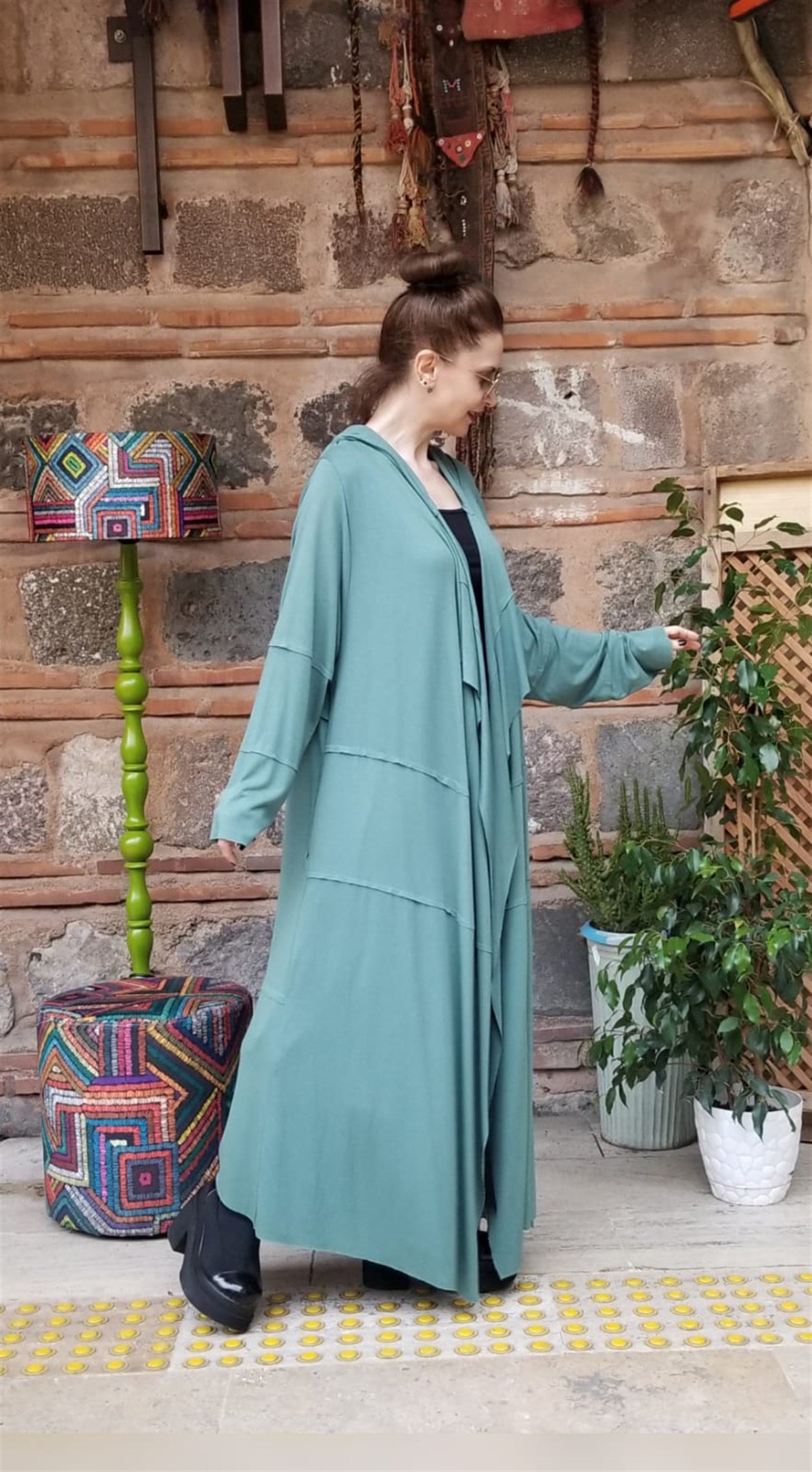 Çağla Yeşili Triko Kaftan