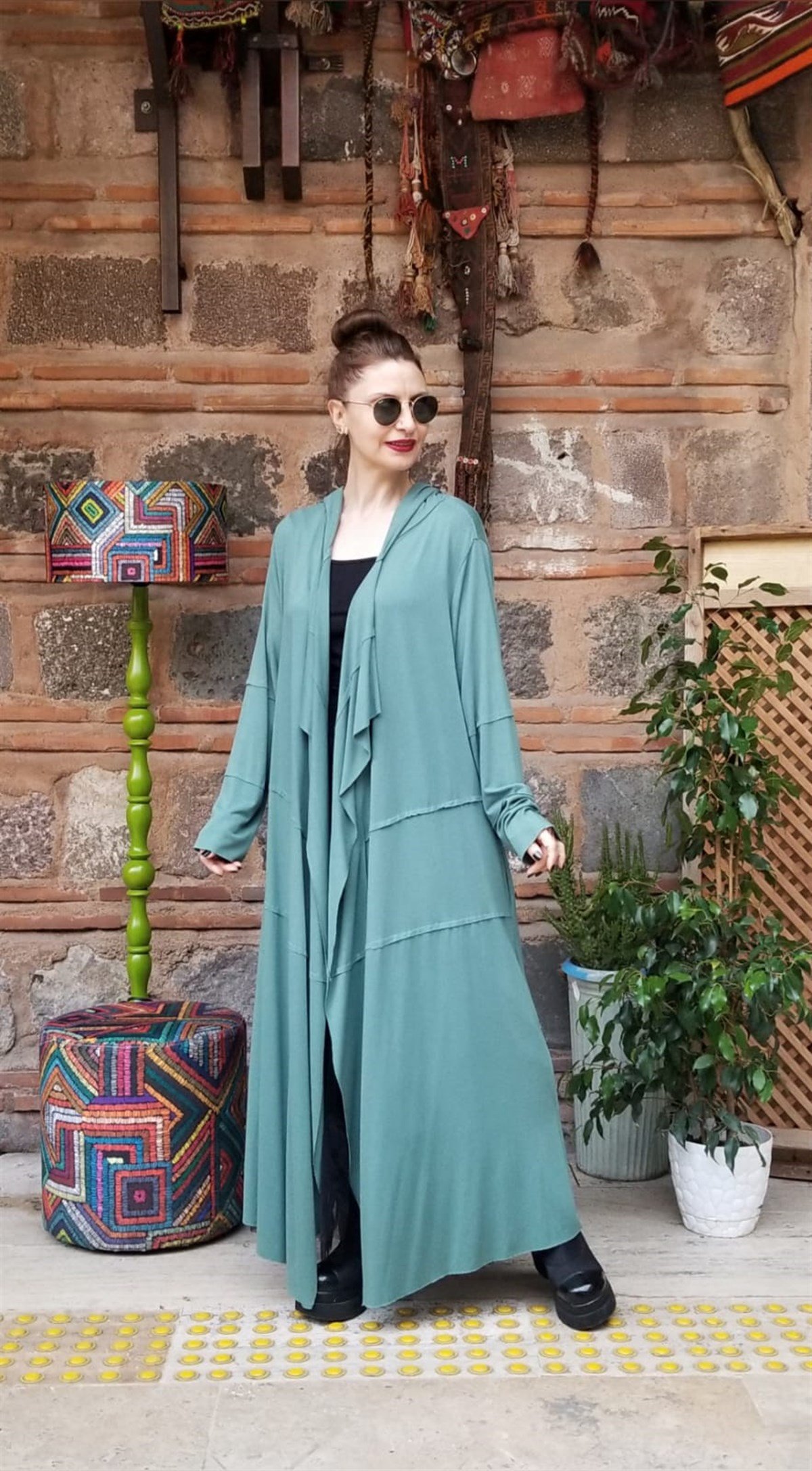 Çağla Yeşili Triko Kaftan